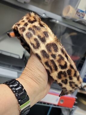 Vintage Leopard Print Fur Hat - Brown & Black